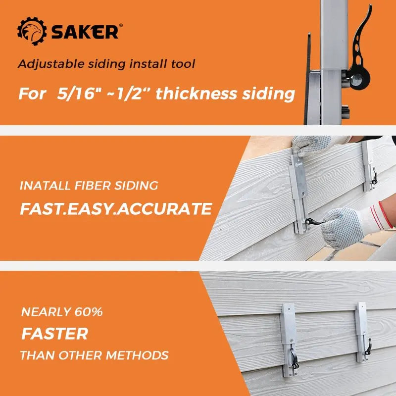 Saker Adjustable Siding Install Tool Aluminum Alloy 5/16" -1/2" Siding For Wall Panels Tools Rooms Home Decoration